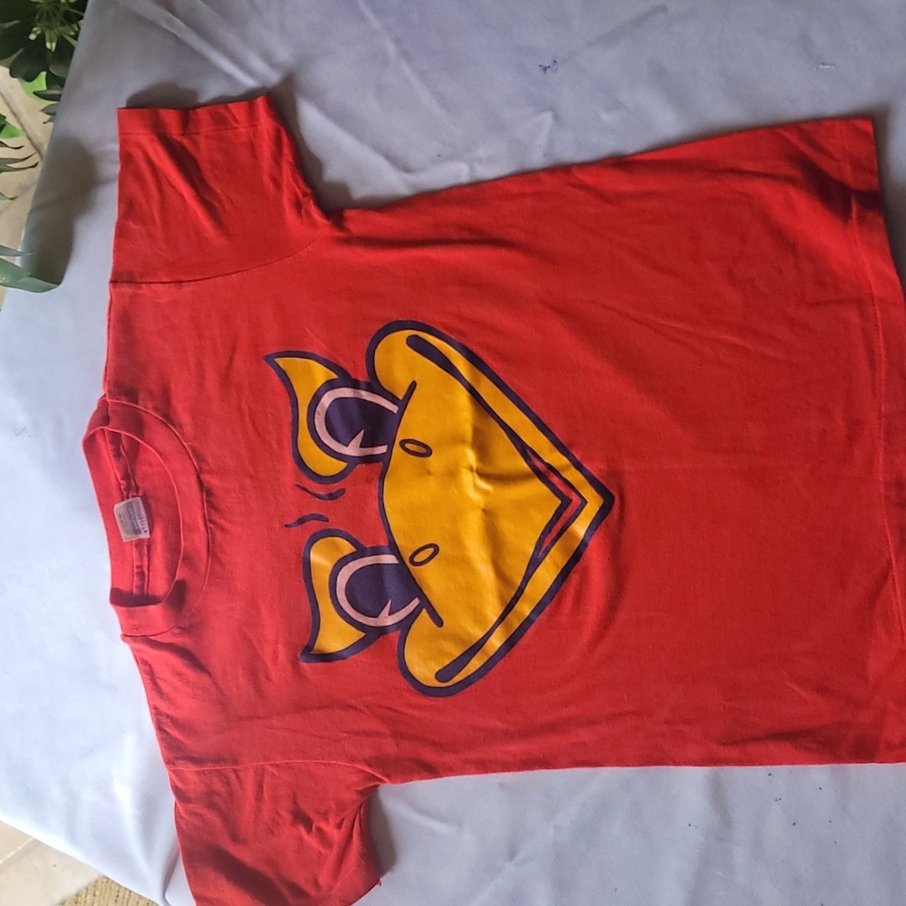 KANSAS "Beak 'Um Hawks" Tee Shirt, Vintage,  EUC, L 14-16, Red